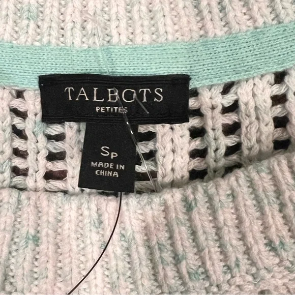 Talbots Light Gray Open-Knit Sweater small petite - Picture 2 of 5